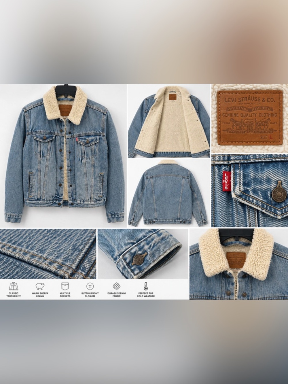 Levi's Light Blue Denim Sherpa-Lined Jacket